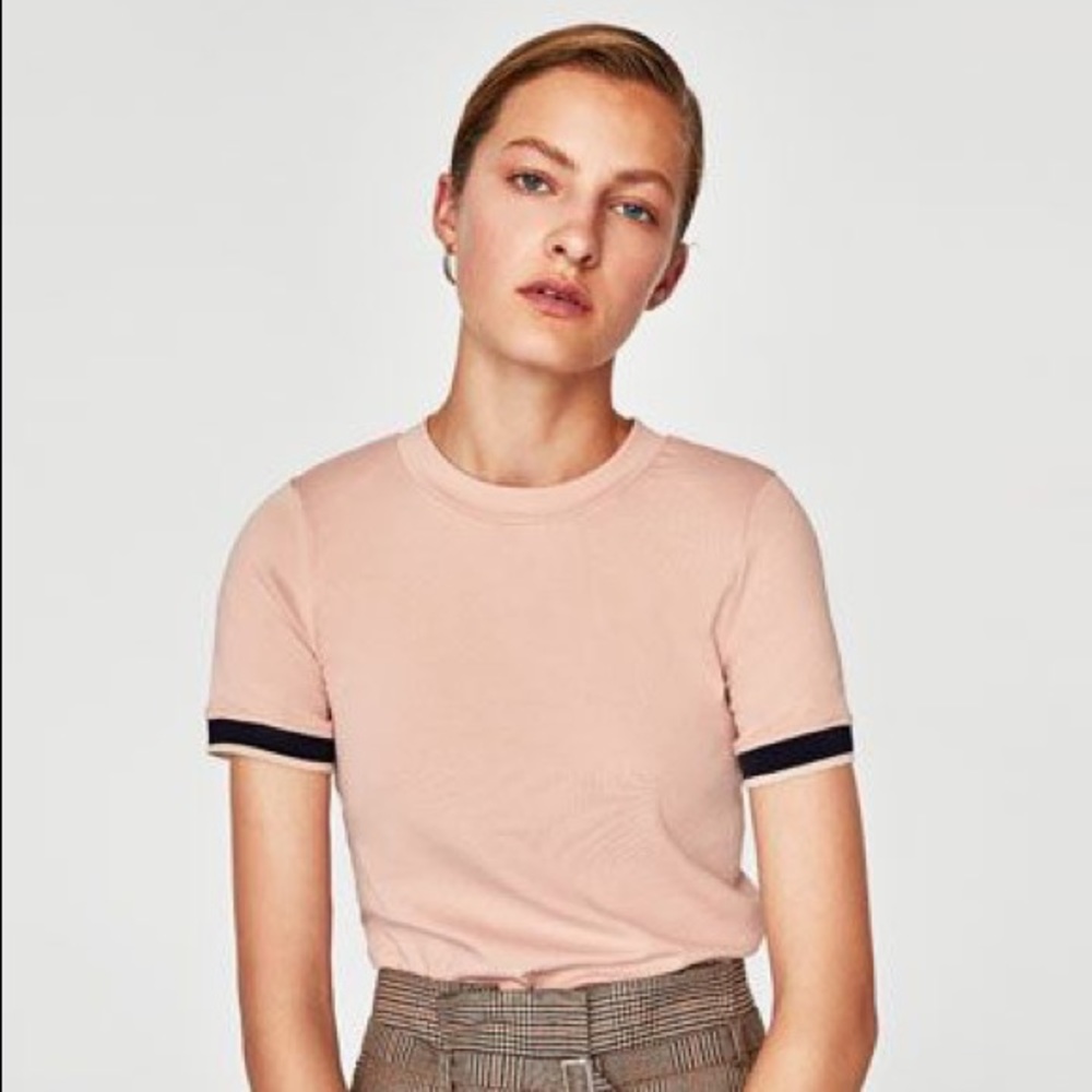 Zara contrasting trim t-shirt